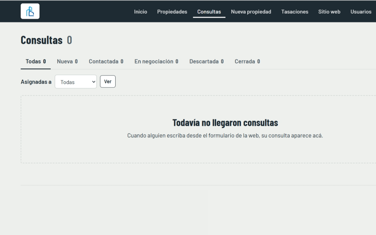 Captura de pantalla: Gestión de consultas